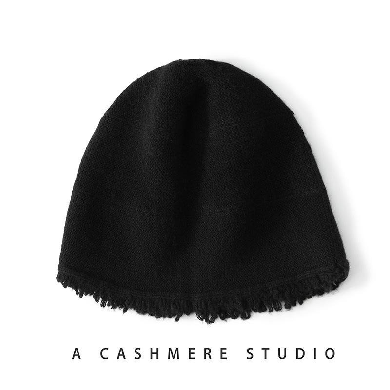 Women's Cashmere Knit Beanie: Solid Color, Versatile Skullcap, Ear Protection, Warm Beggar Wool Hat for Cold Weather.