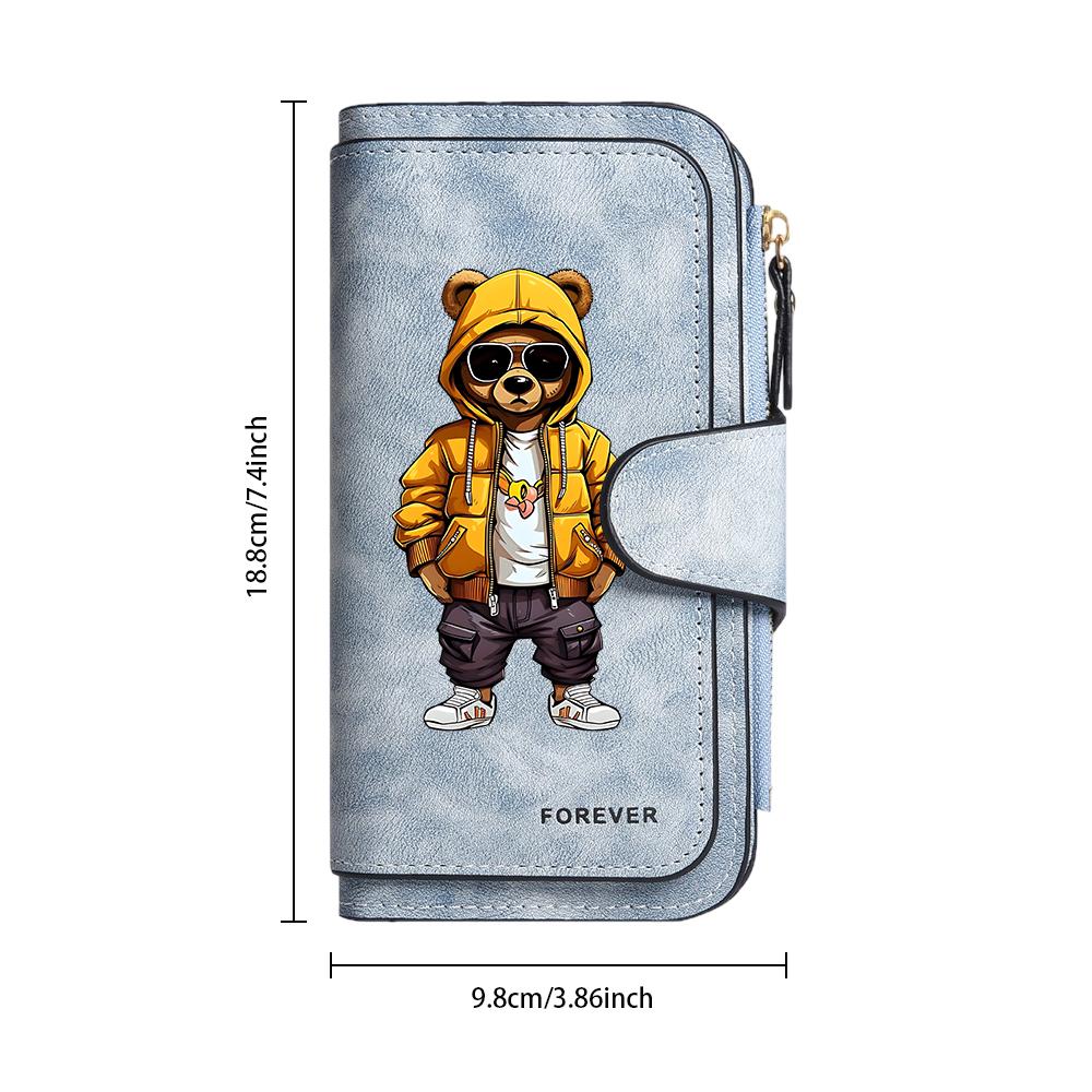 Fashion Cool Bear Pattern Wallet Large Capacity Multi Card Slot Purse