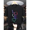 European Sizes Men'S Summer Casual T-Shirt with Colorful LOVE Print, Crew Neck, Short Sleeve, Slight Stretch Fabric - Ideal for Adult Fashion
