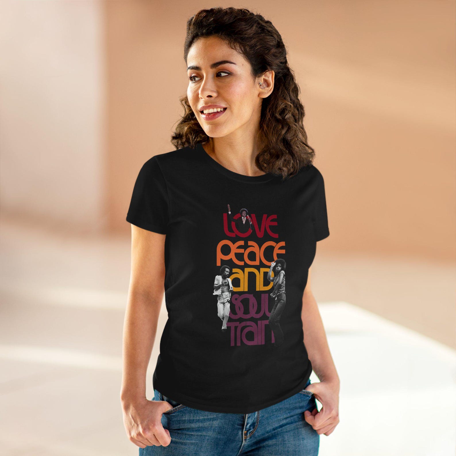 Soul Train Graphic T-Shirt: Love, Peace, Boogie Dance Music XL