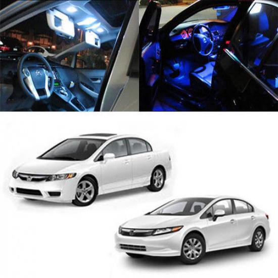 5 x SMD LED Interior Lights Package For 06+ Honda Civic Sedan Coupe 8th 9th Gen
