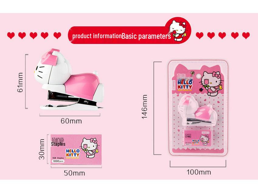 KT86216 Cute Cartoon Mini Stapler Set for Students - No. 10 Paper Binder