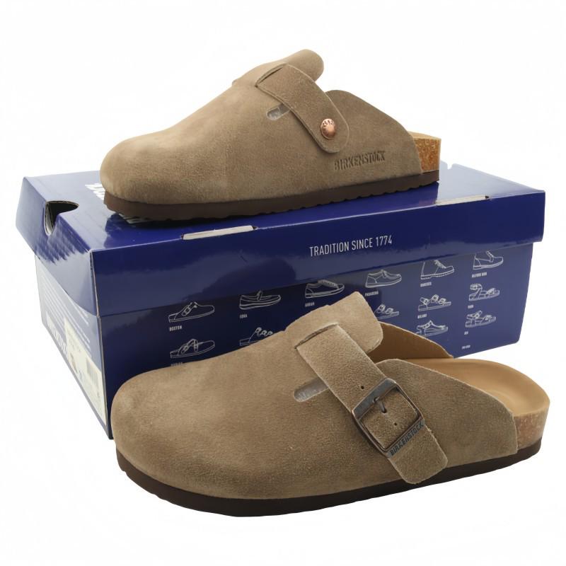 Birkenstock Women's 2025 New Style Genuine Leather Thick Sole Half Slippers for Spring and Autumn