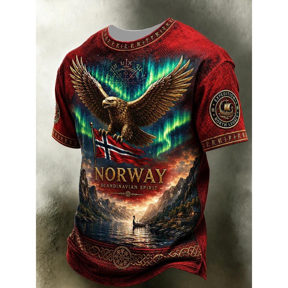 Nordik Viking Retro Stil 2026 Norveç Taraftar Forması Günlük Futbol Kısa Kollu erkekler için Nefes Alabilen Hızlı Kuruyan Yumuşak