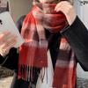 100 Pure Wool Classic British Red Plaid Men's and Women's Autumn and Winter Scarves Couple's Warm Scarves