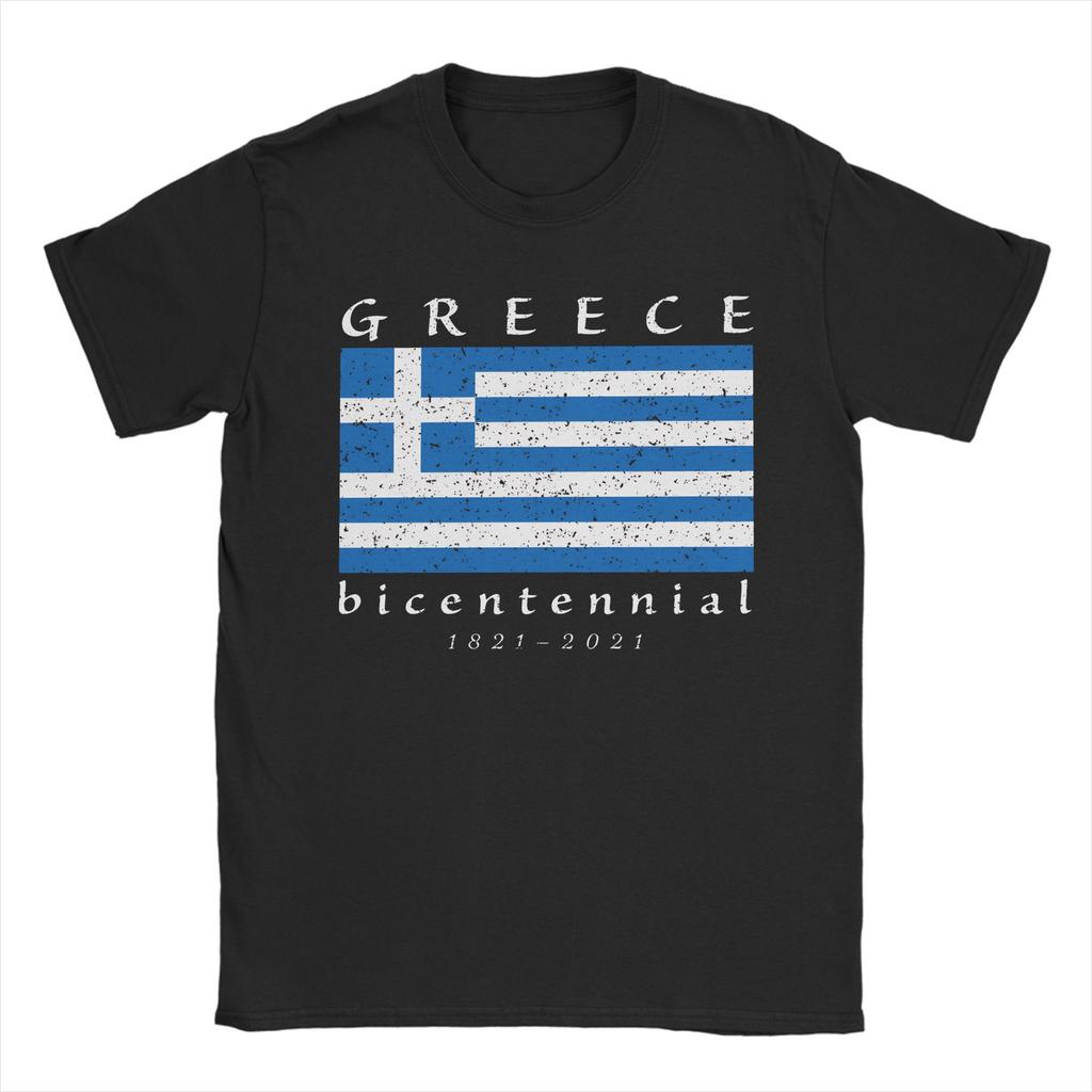 Greek Greece Flag Independence Day 1821 Bicentennial 200 years TShirt Cotton TShirts For Mens Tee Shirt Short Sleeve Top Tees