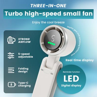 USB Portable Hand Fan 3-in-1 Foldable Mini Turbo Fan 5 Highspeed Adjustable Personal Cooling Fan Electric Eyelash Fan NEW