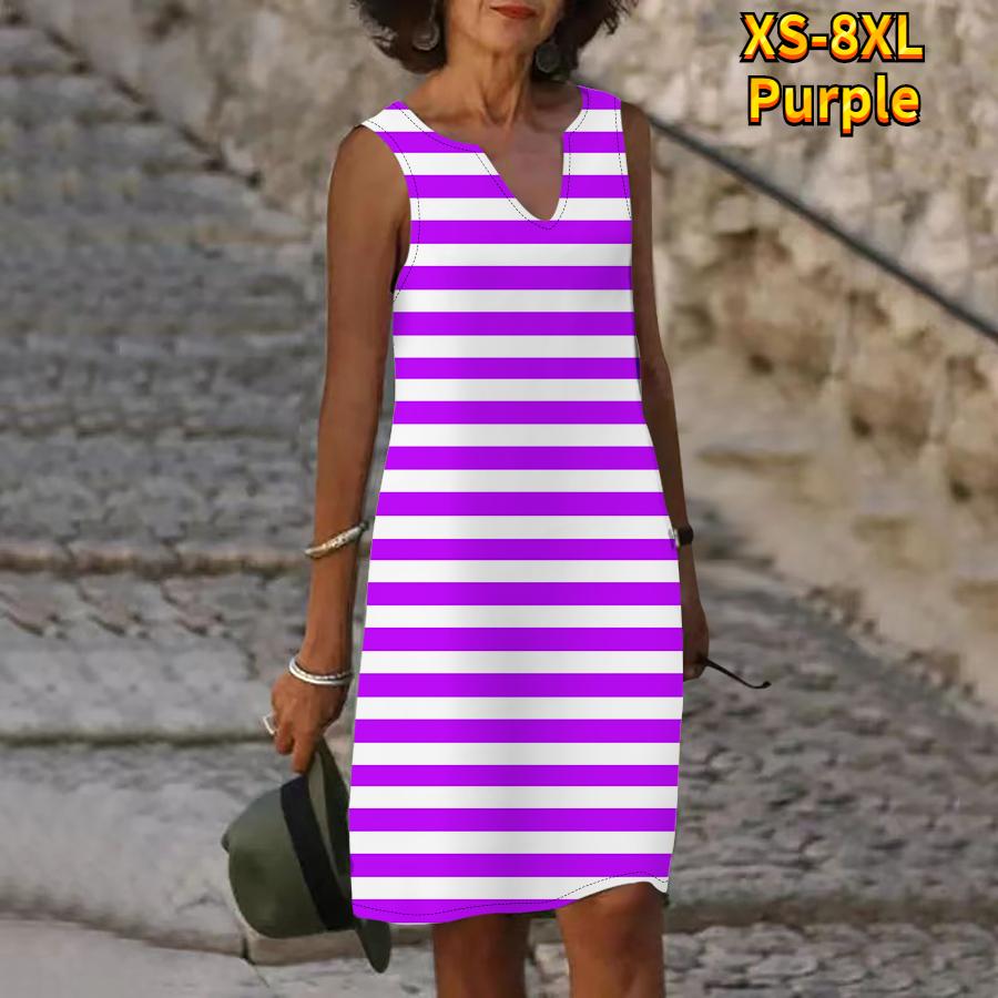 Rochie cu imprimeu cu dungi de zebră de vară pentru femei, cu decolteu în V, ocazional, fără mâneci, la modă, lejer, sexy, rochii mari mari XS-8XL