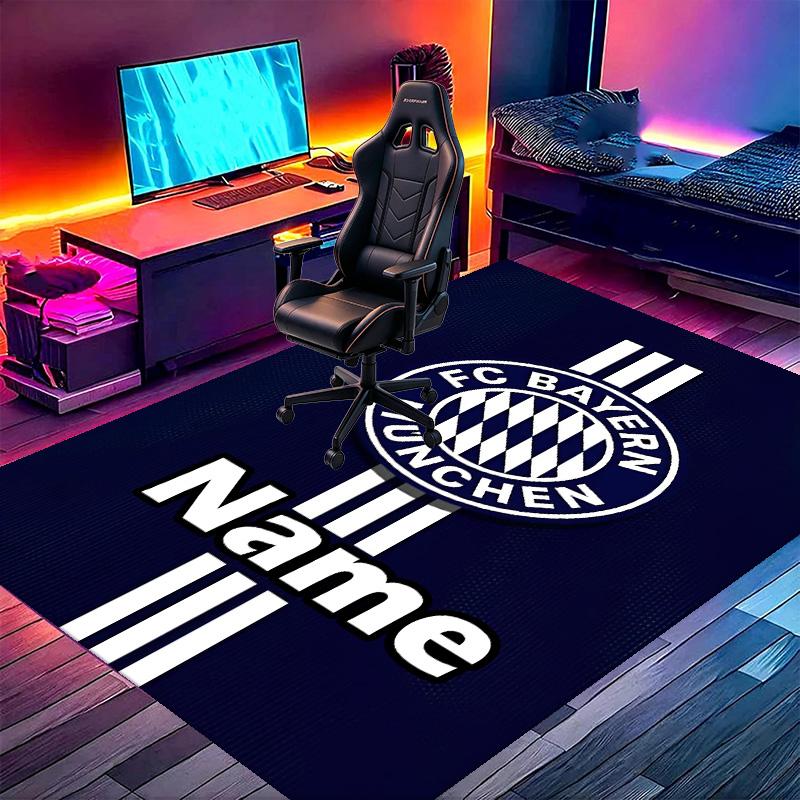 Custom Name Personalized FC Bayern Print Carpet, Versatile Home Decor Rug, for Playroom, Apartment, Balcony, Entryway, Hallway Gift