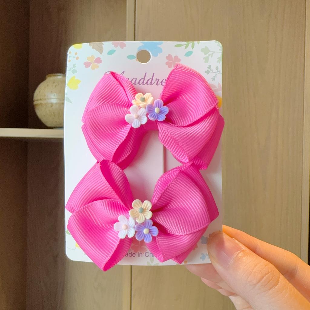 2Pcs/lot Baby Solid Hair Bows Hair Clips Ribbon Bow Hairpin for Girl Cheer Bowknot Barrettes Children Headwear Hair Accessories