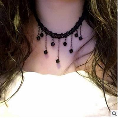 Collar de encaje de terciopelo para clavícula: gargantilla punk lolita para mujer