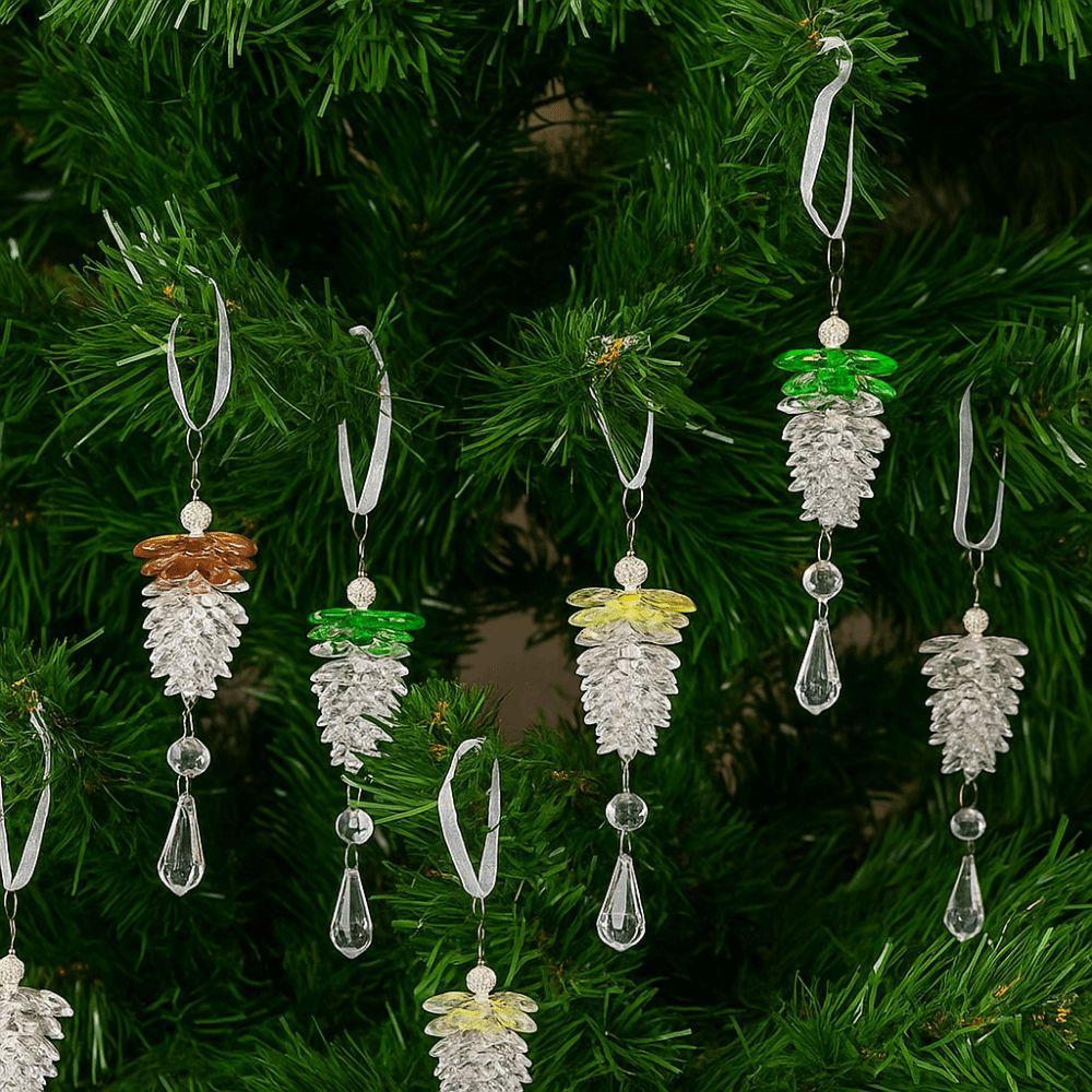 Transparent Clear Pine Cone Pendant Reflects Light Sparkling Hanging Pinecone Ornament with Hanging Loop Simulated
