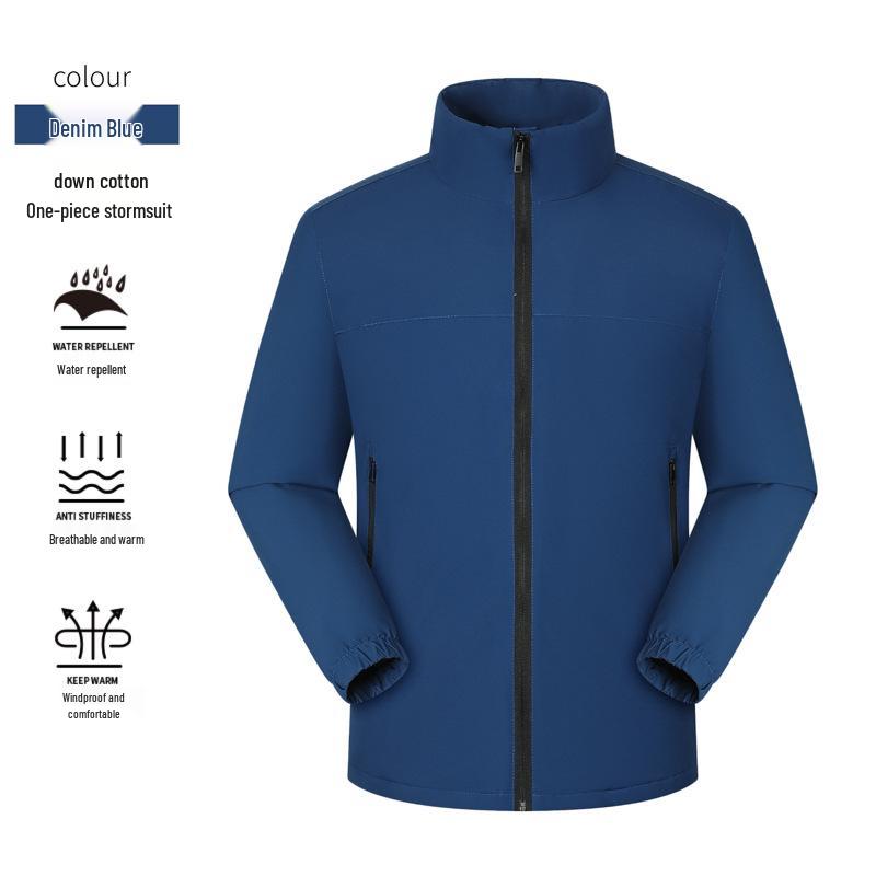 Unisex Stand-Collar Down Cotton Jacket - Warm, Cold-Proof, Versatile Youth Coat for Autumn and Winter