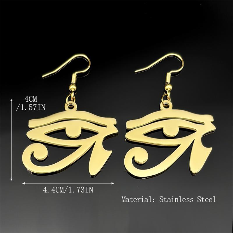 Ägypten Auge des Horus Symbol Ohrringe Damen Herren Edelstahl Goldfarbe Ägyptische Augen Ra Udjat Amulett Hängeohrring Schmuck