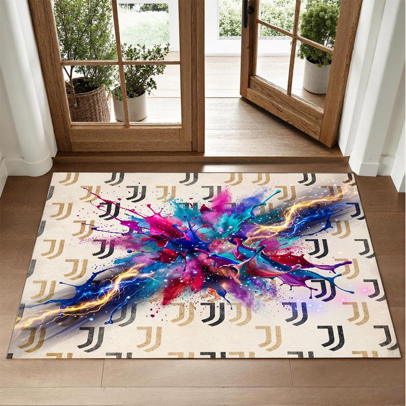 Juventus FC Design Crystal Velvet Rug Soft Decorative Mat for Bedroom Entrance