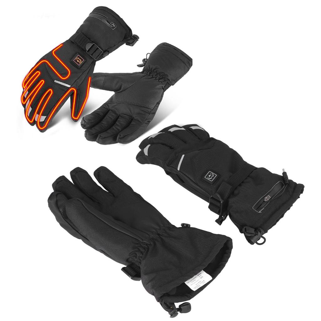 2 PCS Heated Gloves 3 Gears Adjustment Touchscreen Electric Heating Gloves Winter Thermal Gloves Black XL