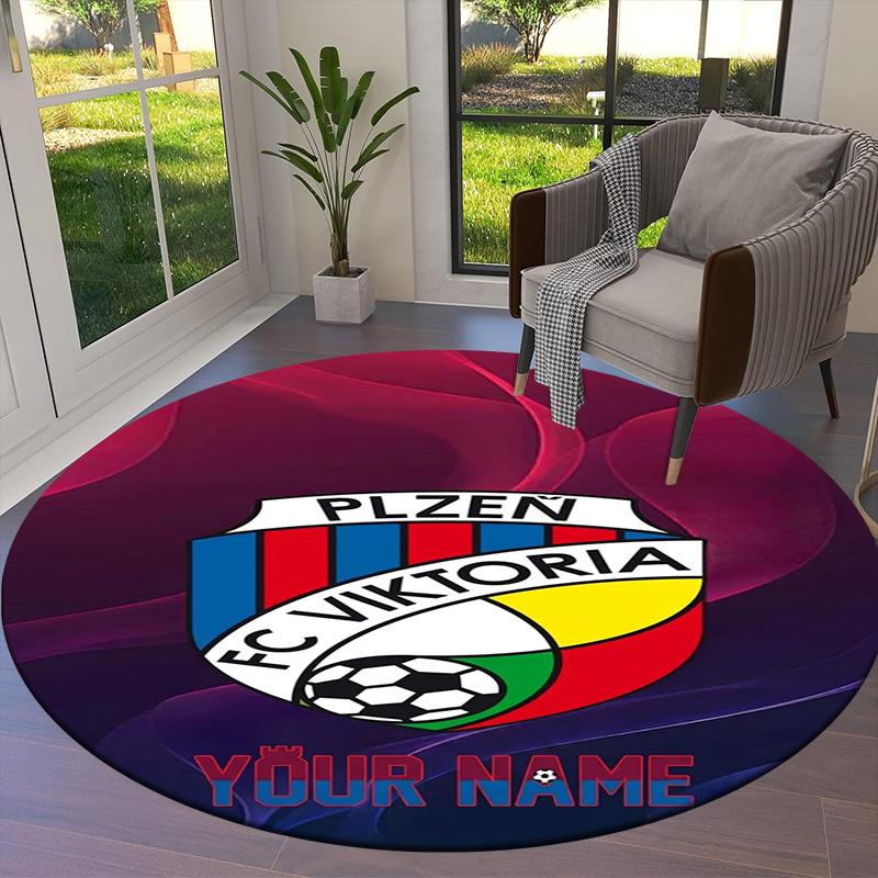 Fc Viktoria Crest Custom Name Round Area Rug Carpet Rug For Living Room Bedroom Sofa Playroom Decor Nonslip Floor Mat