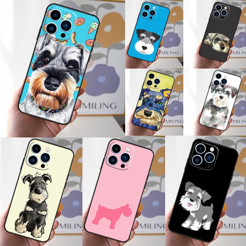 Miniature Schnauzer dog art Case For iPhone 16 15 14 13 12 11 Pro Max Mini Cover X XR XS 8 7 14 16 15 Plus Accessories