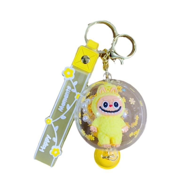 Cartoon Rocking Music Rabub Keychain Pendant Cute Labubu Bubble Beads Schoolbag Car Pendant