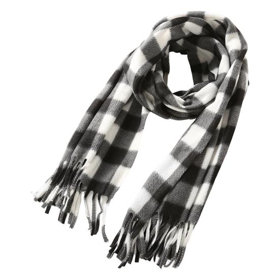 Women Winter Scarf Plaid Print Lightweight Soft Warm Scarf with Tassel Trim Cold Weather Imitation Cashmere Scarf