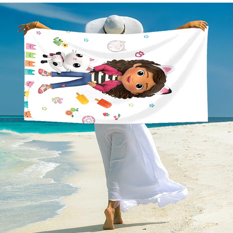 Ultra-Soft Beach Towel with Gabby's Dollhouse Theme,Ideal for Pool - Camping, Diving - Perfect Travel Essential, Vibrant Beach Towel.
