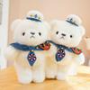 Plush Navy Bear Toy With Captain Uniform Soft Stuffed Animal Decor Playroom