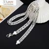 New 925 Sterling Silver 20 /24 Inch 10mm Full Flat Sideways Chain Necklace For Woman Man Fashion Wedding Jewelry Gift