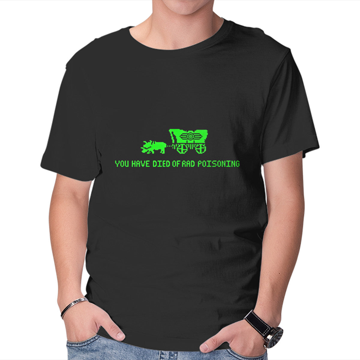 Unisex Crew Neck T-Shirt You Have Died of Rad Poisoning Graphic Short Sleeve Casual Tee M