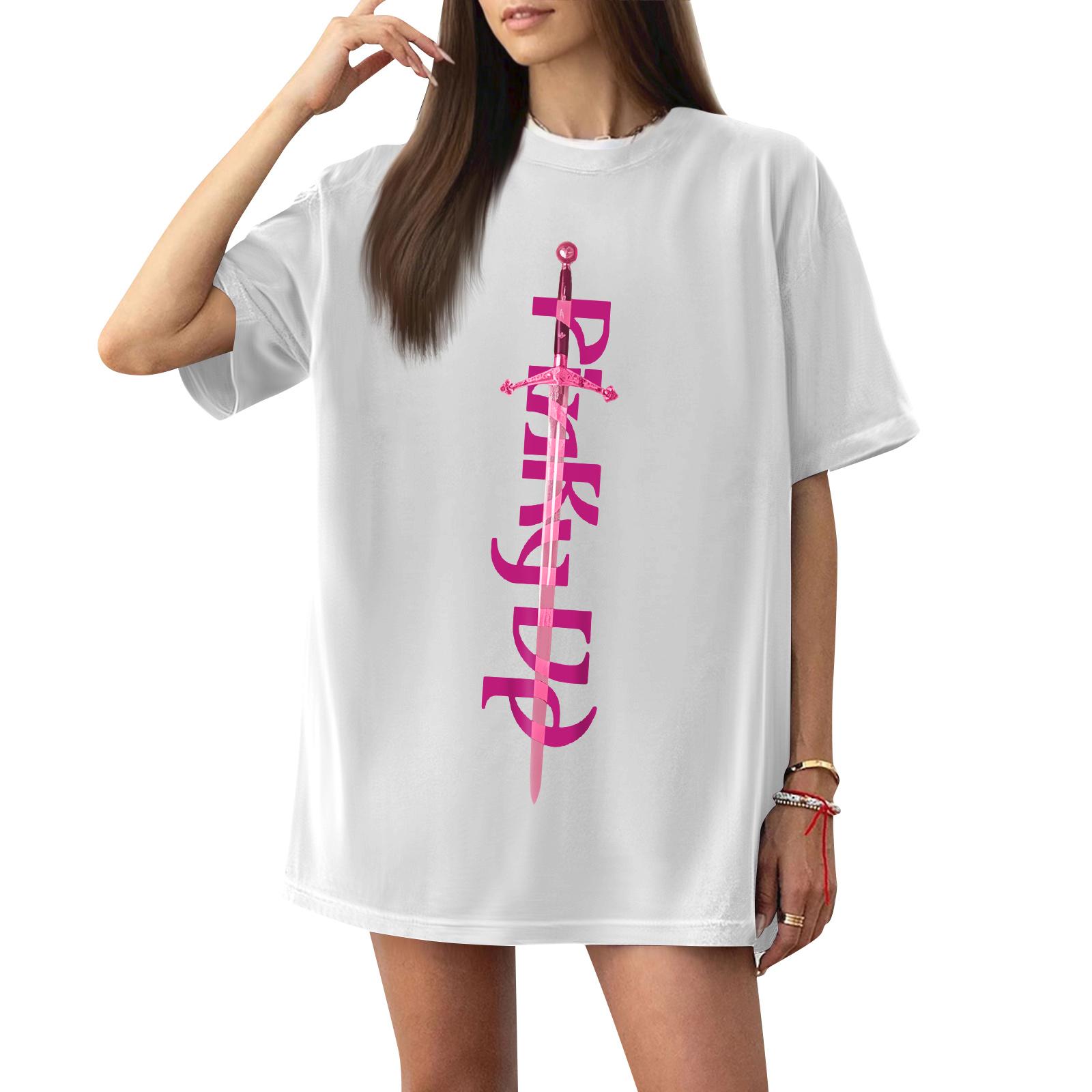

Women s Casual Letter Print Short-sleeved Top T-shirt XL білий