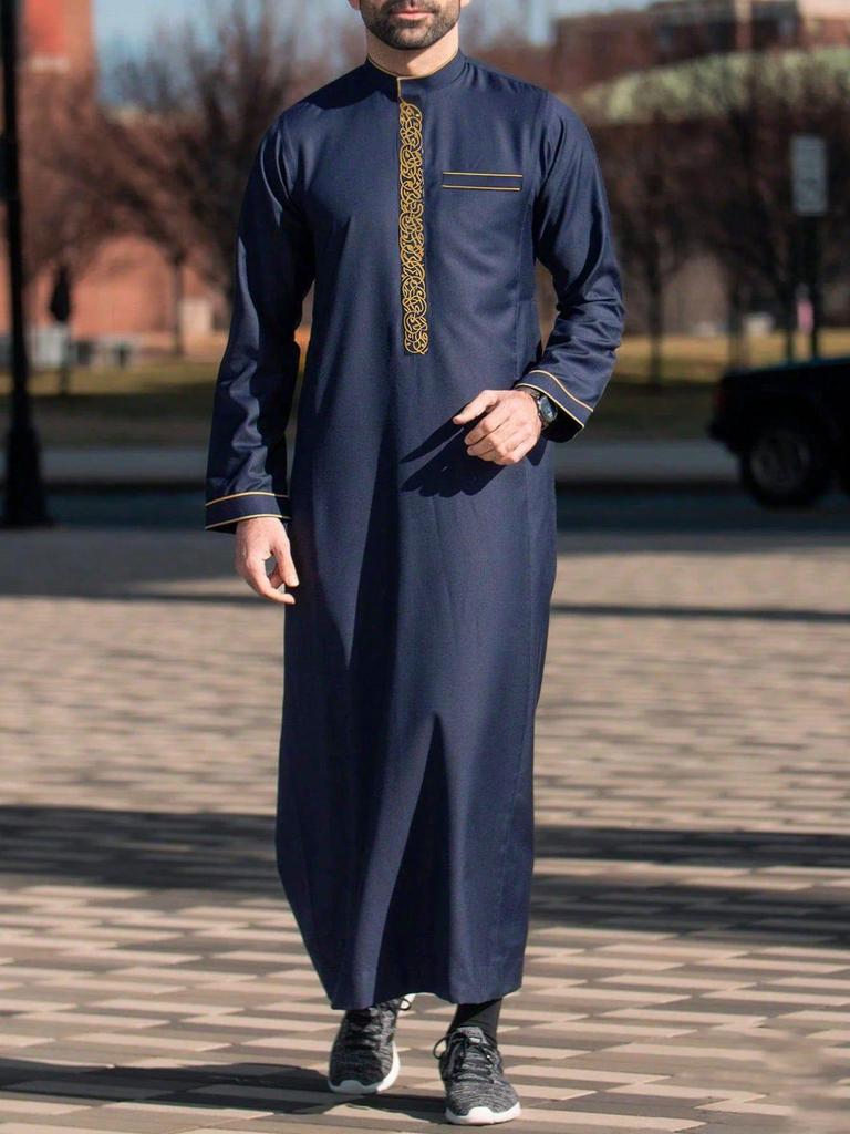 Embroidered Hooded Robe for Muslim Men, New Style Middle Eastern Thobe, Loose Long Sleeve Ethnic Design, Available Now