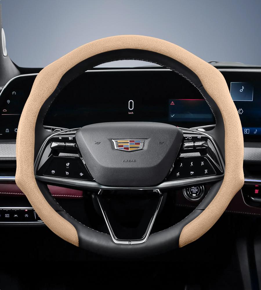 Suitable for Cadillac Premium Suede Snap-On Steering Wheel Cover Anti-Slip Durable Car Accessories Cts 2013 Ct4 Carbon Interior Ct5 Xt5 Xt4 Xt6