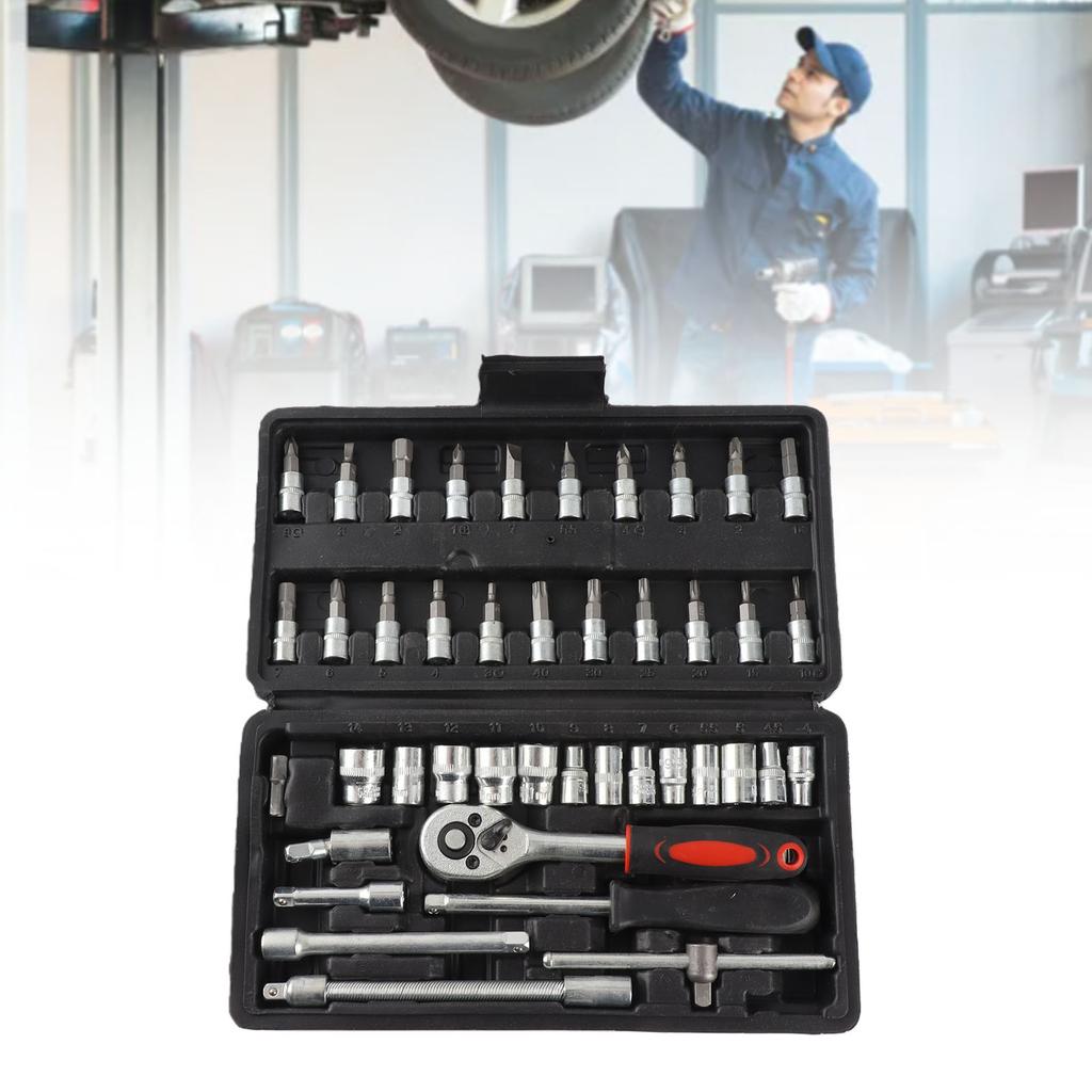 46PCS Vehicle Repair Ratchet Screwdriver Tool Complete Polished   for Motorcycle   Electric Bikes