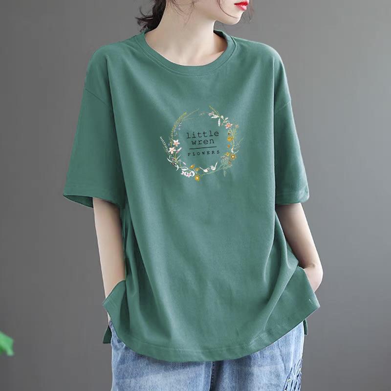 Große Damen Sommer Lockerer Schnitt Lässig Bequem Oberbekleidung Mode Kunst T-Shirt