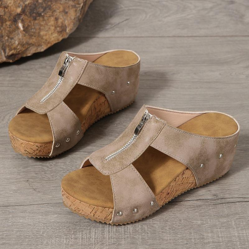 High-top Large-size Slip-on Women's Shoes with Open-toe Design and Hollow Sole, New Style