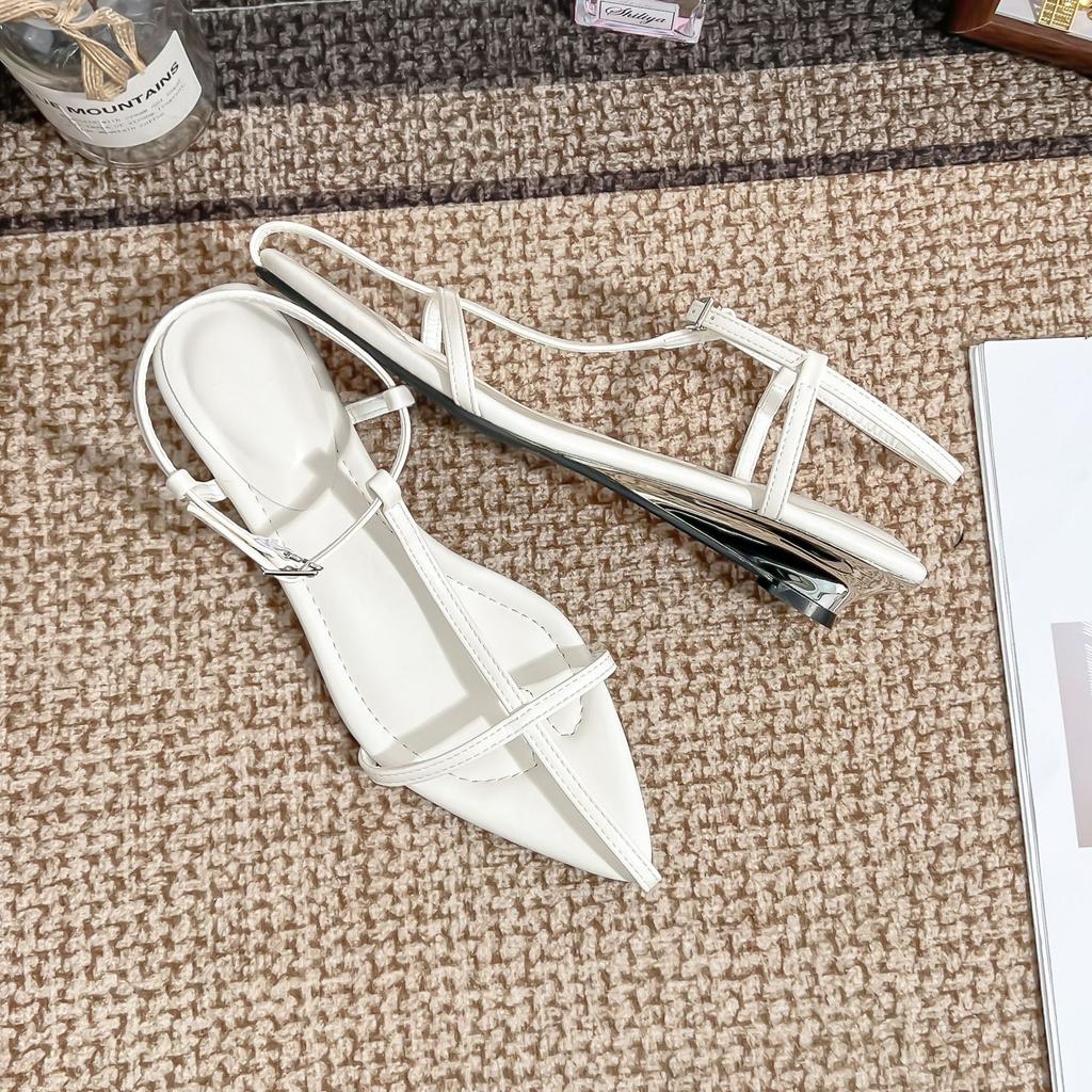Flat-soled Sandals for Women's Summer Wear Casual Wind Slope Heel Pointed Sandals Fashion Women's Shoes 2025 New Shoes for Women