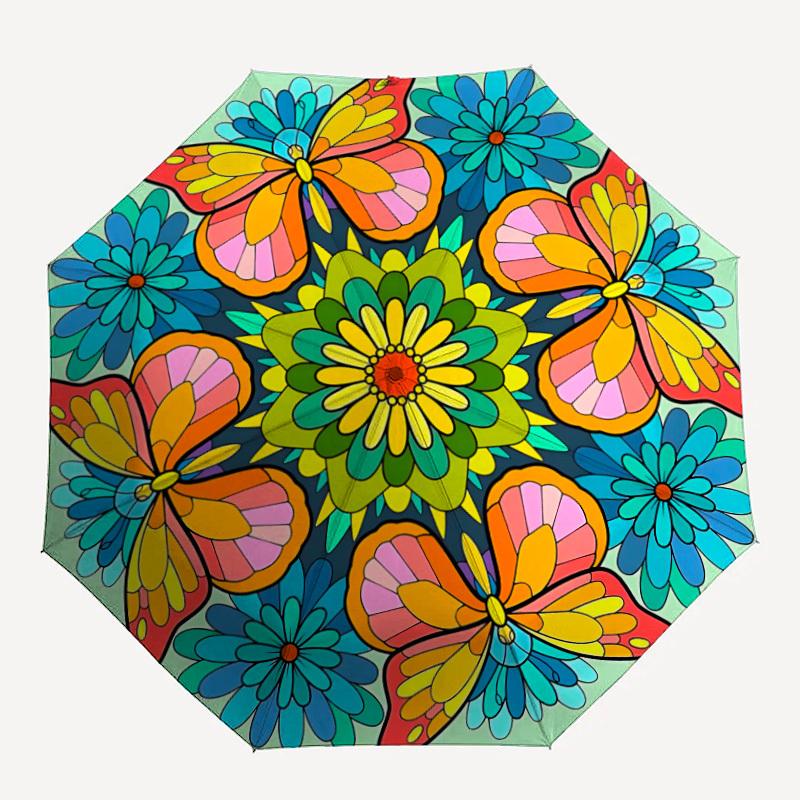 

1PC Butterfly Mandala Personality Umbrella with 8 Frames, Automatic Open, Durable Frame, Quality Craftsmanship y250912107