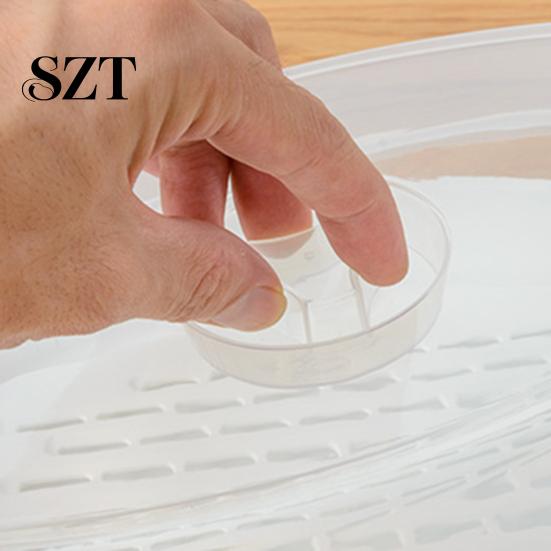 Microwaveable Fish Plate Steamed with Transparent Cover Steamer Pan Cooking Dish for Home Kitchen