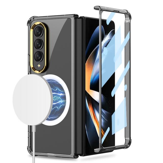 

Прозрачный магнитный чехол для телефона Samsung Galaxy Z Fold 4 5g с закаленным стеклом Hd Fold4, четыре угла, задняя крышка с защитой от падения Case & Screen Protector