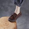 Die erste Schicht Rindsleder Retro Schnürschuhe Damen Herbst Neu Runde Spitze Weiche Sohle Weiches Leder Einzelne Schuhe