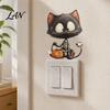 Halloween Atmosphere Room Decor Glow in The Dark Switch Outlet Stickers, Cute Black Cat Witch Theme Wall Decals Pumpkin Skull Decals, Waterproof