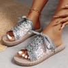Outdoors Non-slip  Summer Open Toe Flat with Slippers Sweet Mesh Lady Casual Comfortable Lace-Up Women's Slippers Large Size