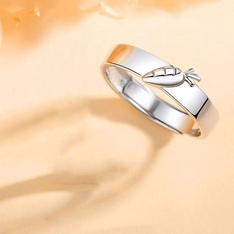 Mingjie Cute Rabbit Couple Rings: Adjustable Pair for Men & Women, Ideal for Birthdays, New Year & Christmas Gifts.