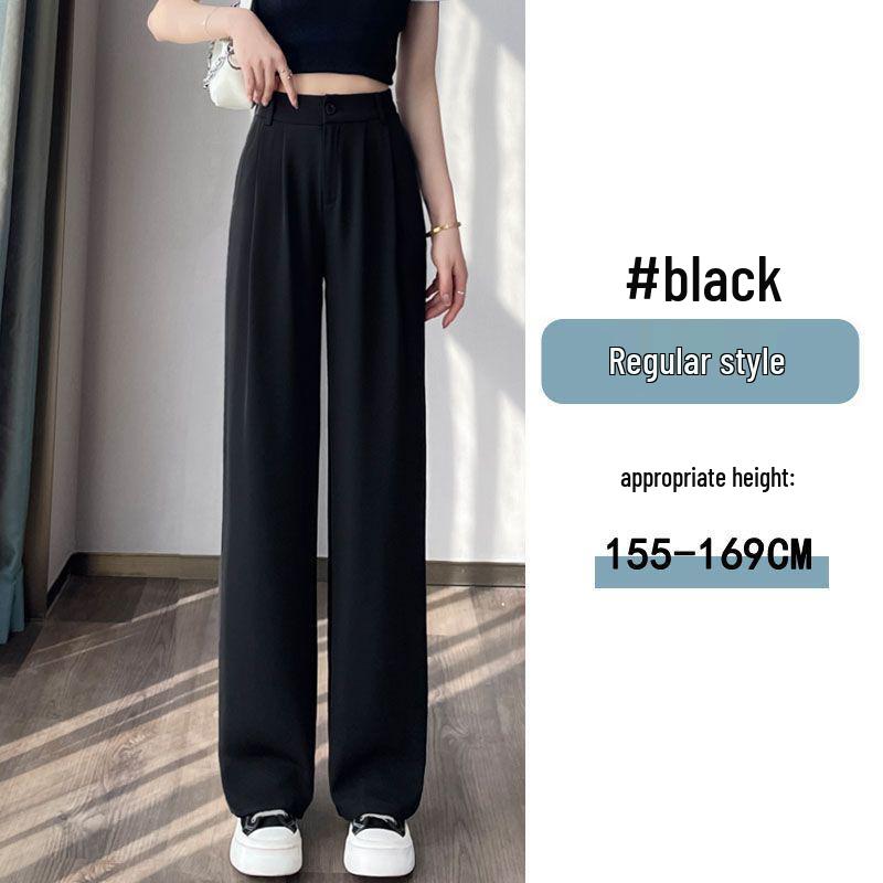 Ice Silk High Waist Chiffon Wide Leg Pants - Women's Summer Korean Style