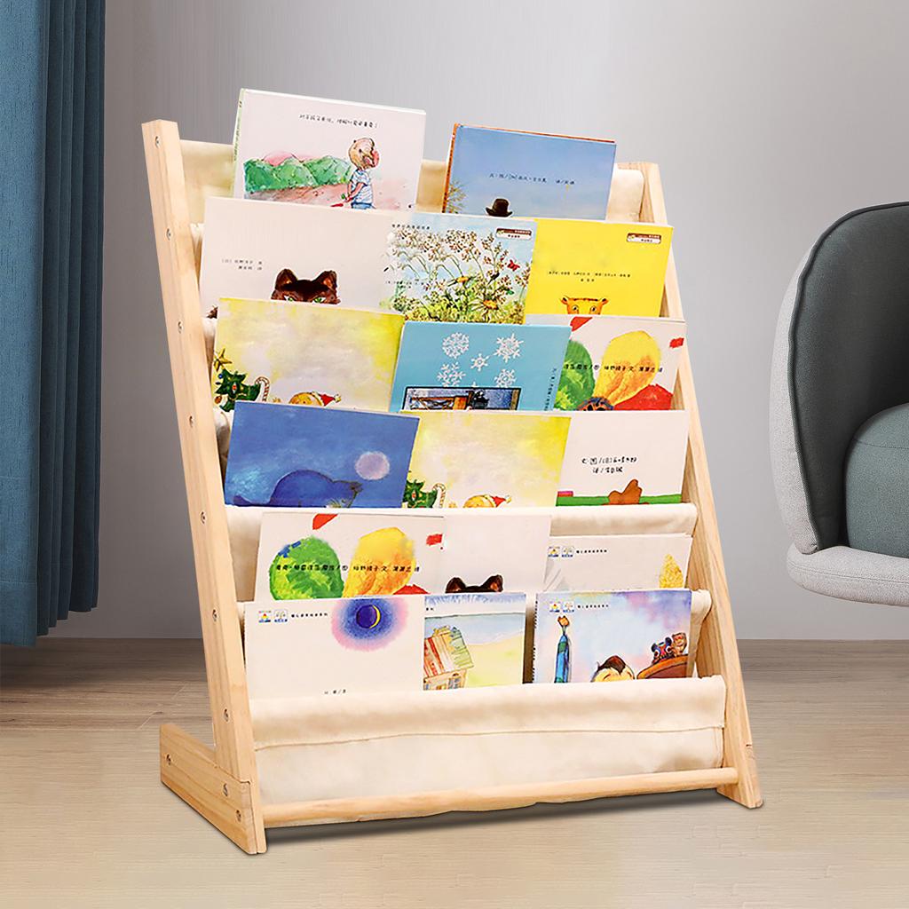 Kinderbücherregal, 6-stöckiger Holz-Buchorganisator für das Kinderzimmer, Modernes Standregal - Bietet Platz für über 100 Bilderbücher