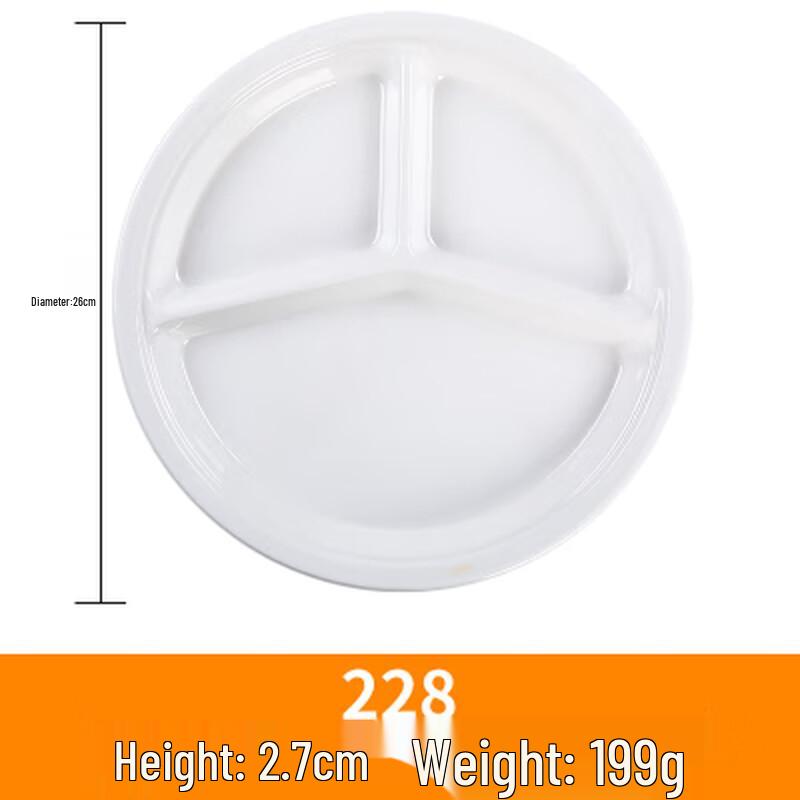 Commercial Melamine Round Three-Compartment Canteen Plate