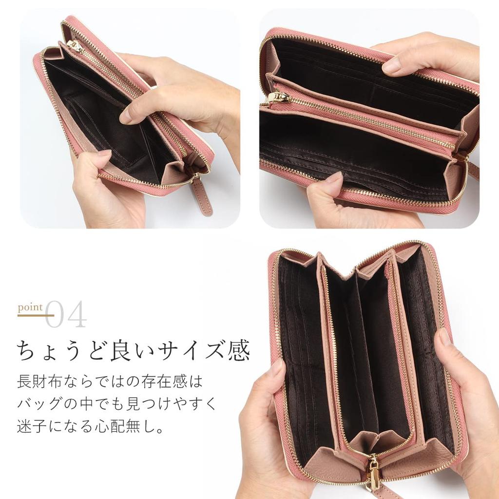 Blanc Pomme Genuine Leather Long Large Women's Wallet, Two-Tone Design, Capacity, Off-White, Bp-1067