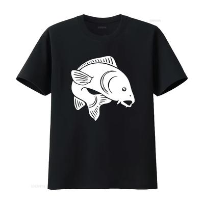 Carp Fishing T Shirt for Men Black with Common Mirror Koi Design Perfect Anglers Versatile Sty