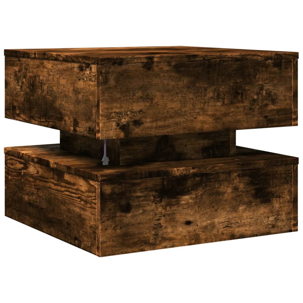 LED Coffee Table In Smoked Oak 50 X 50 X 40 Cm