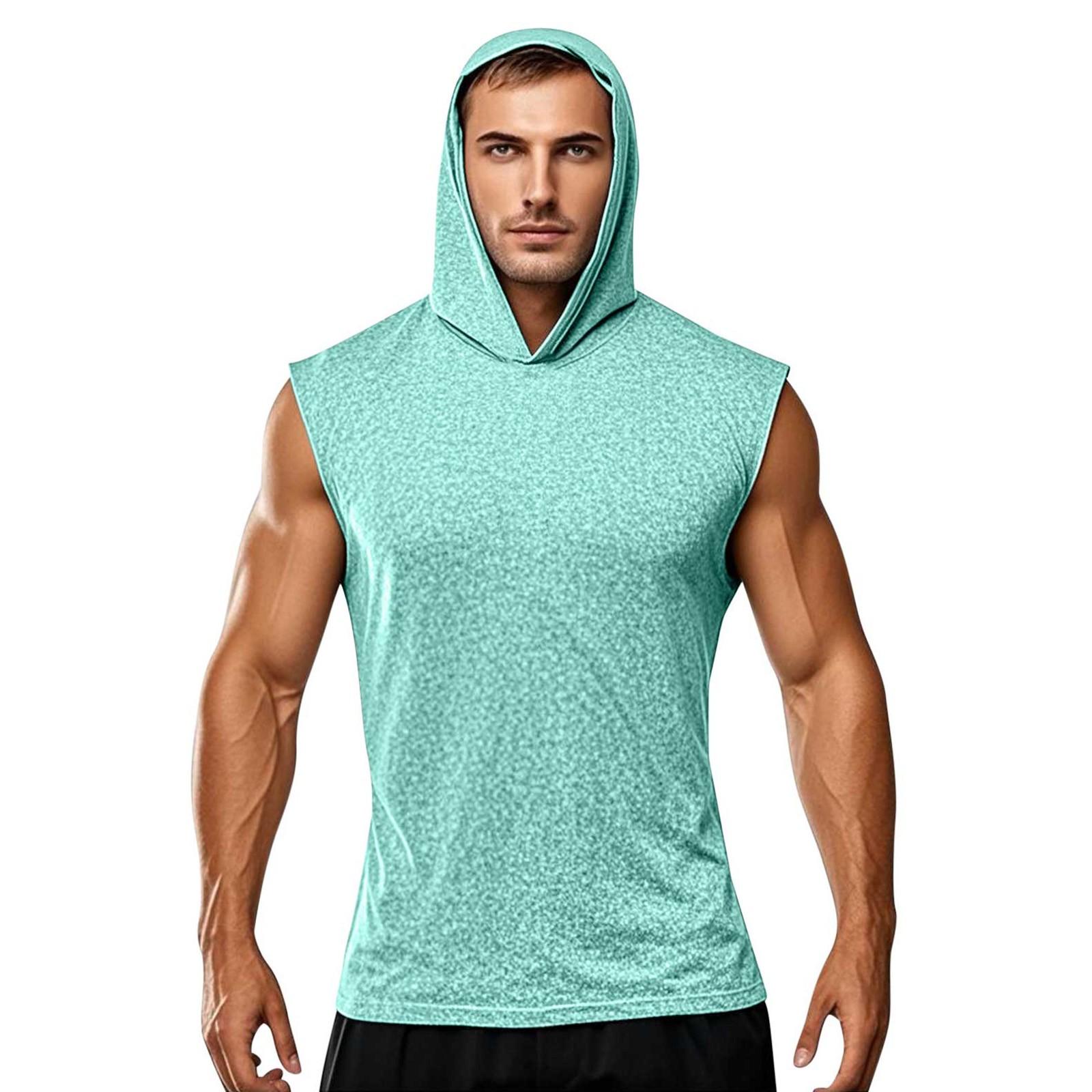 

Мужские футболки без рукавов классическая футболка повседневная летняя толстовка с капюшоном базовая футболка рашгард для походов бег тренировка плавание XL