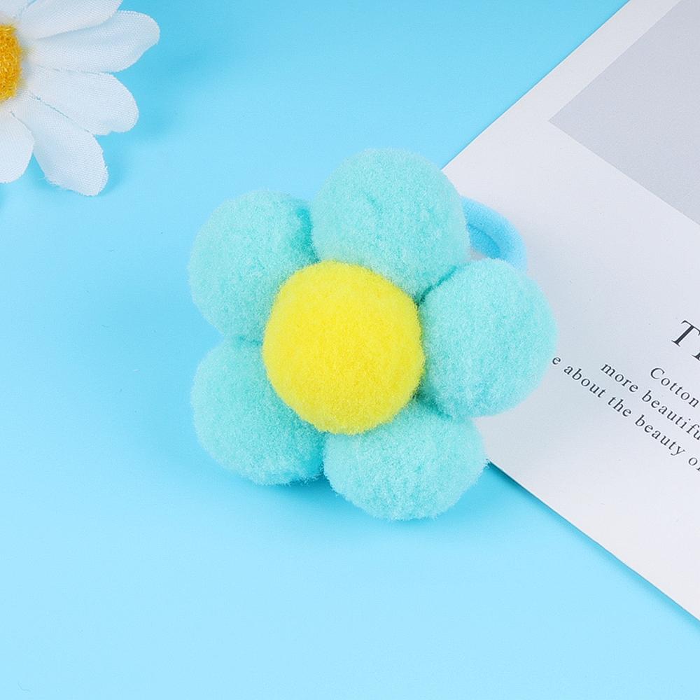 

2 шт. Новые меховые цветы эластичные резинки для волос для девочек и женщин, плюшевый шарик, кольцо для волос, эластичная веревка для волос, аксессуары для волос, помпон